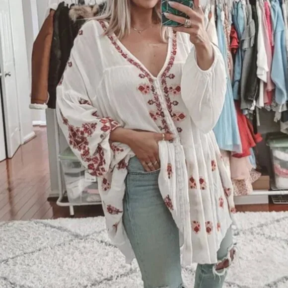 Free People Ariana Embroidered Tunic L - Picture 3 of 5